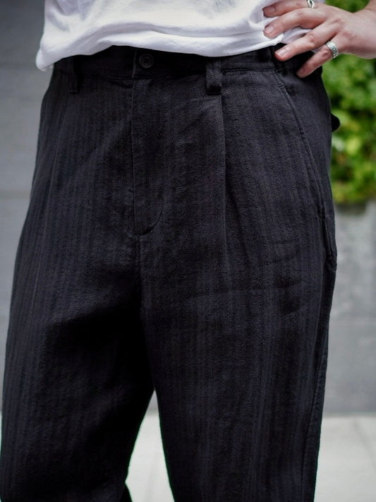 UTILITY TROUSERS / GARMENT DYE LINEN STRIPE